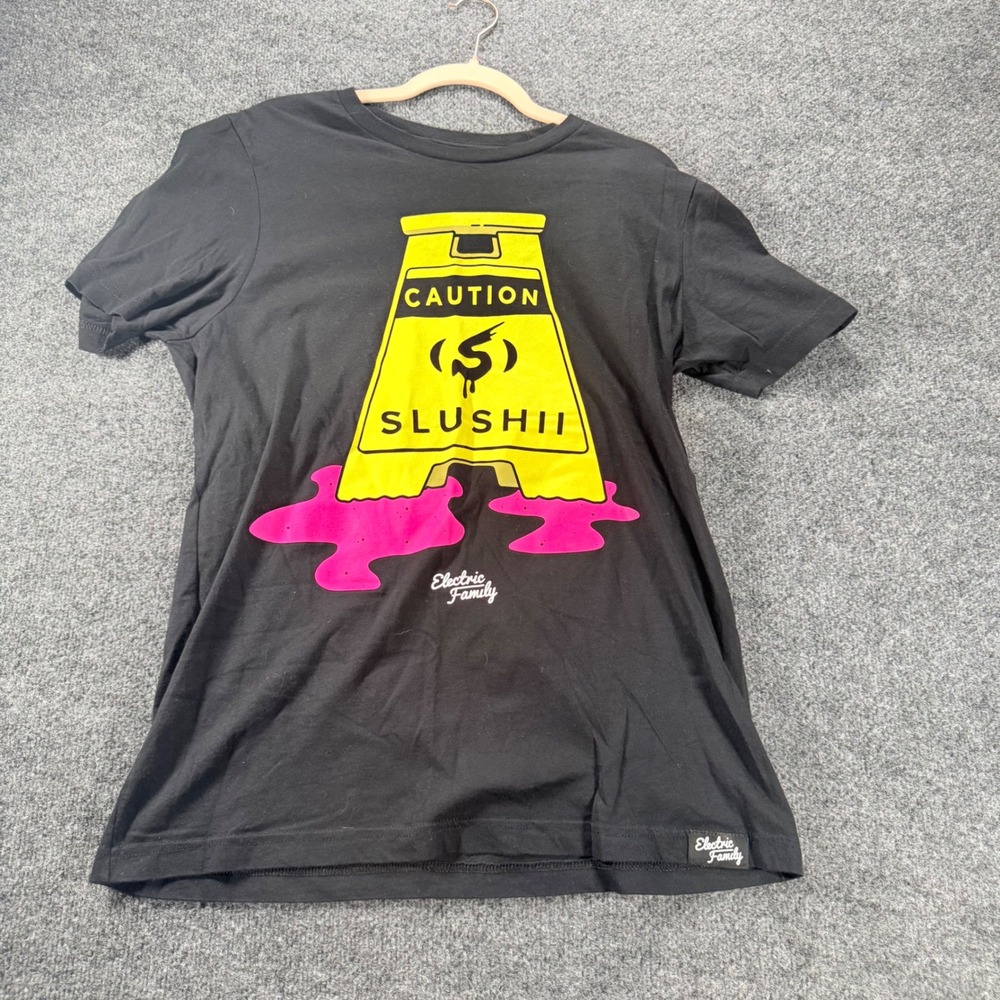 Electric Family Slushii Caution T-Shirt EDM Merch DJ Graphic T Large‎ Black Mens
